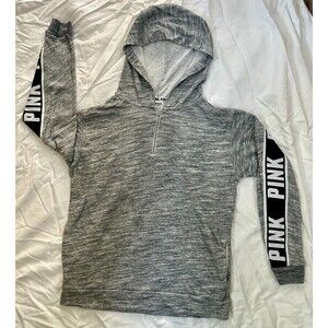 Pink by VS - pullover hoodie quarter zip - Grey size Small